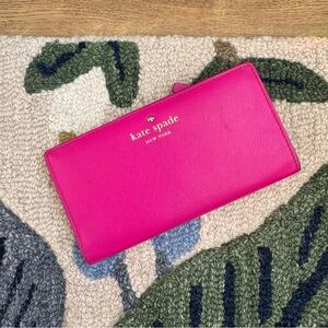 Kate Spade Wallet Long Slim bifold Hot Pink Wallet